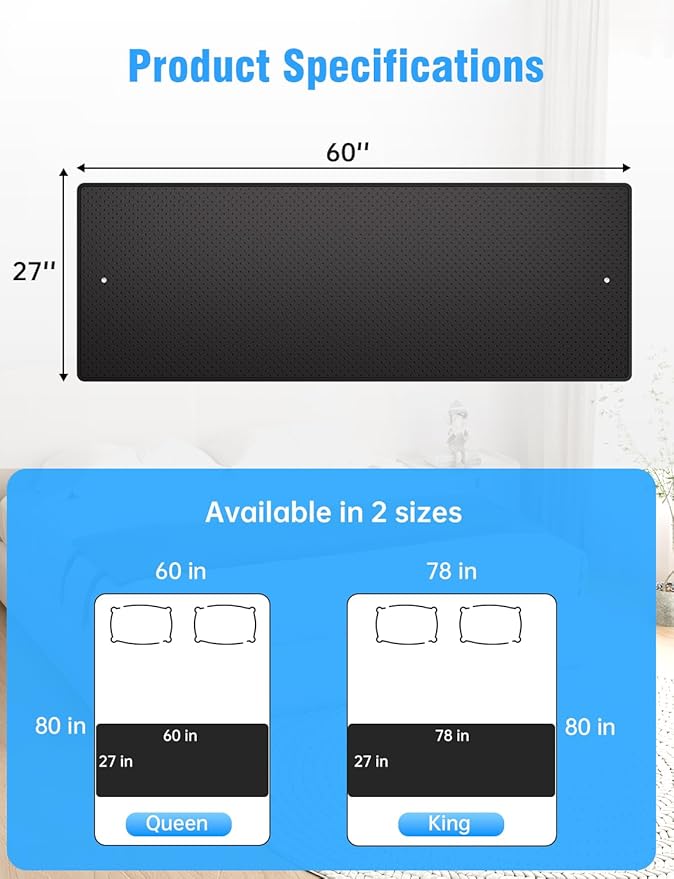 Grounding Mat for Bed with Leather Improve Sleep Relieve Stress &amp Pain Anti-Slip &amp Eco-Friendly PU Leather Includes Grounding Cord &amp Sleep Mask for Enhanced Rest Magnetic Therapy Queen