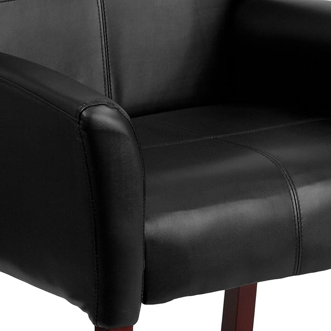 Flash Furniture Taylor LeatherSoft Upholstered Executive Side Reception Chair Lobby Chair with Cushions and Padded Arms Black