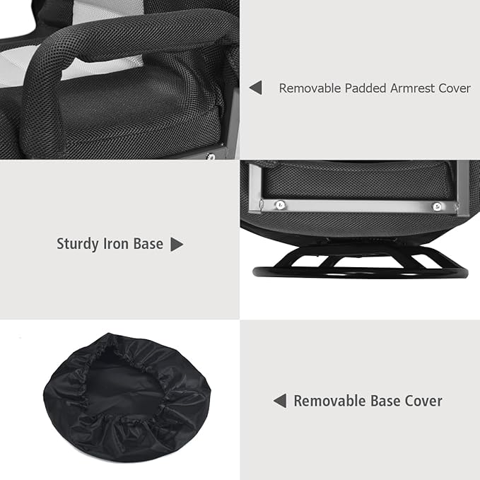 Giantex Floor Chair 360 Degree Swivel Chair with Adjustable Backrest Lumbar Support Armrest Foldable Lazy Sofa Rocker for TV Reading Playing Video Games Black/Grey