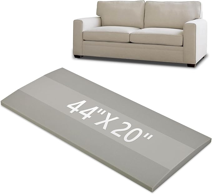 HAVARGO Couch Cushion Support for Loveseat Sofa High Density Foam 44x20 Inches Sofa Couch Supports for Sagging Cushions Light Grey 1PC with Anti Slip Mesh Fabric