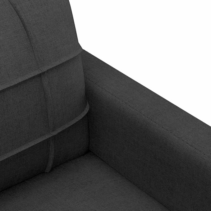 vidaXL Modern 2-Seater Sofa in Black Fabric with Comfortable Padded Seats and Metal Frame for Living Room or Office