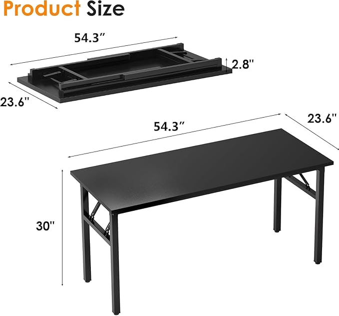 Need Office Computer Desk - 54.3L Sturdy and Heavy Duty Folding Laptop TableWriting Table/Home Office Desk/Sewing TableNo Assembly Required (Black) AC5CB138