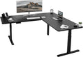 VIVO Electric Height Adjustable 77 x 71 inch Corner Stand Up Desk 2 Black 30 inch Deep Table Tops Black Frame Memory Controller L-Shaped Workstation 3E Series DESK-KIT-3E7B