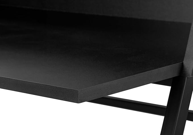 Computer Desk Home Office Laptop Storage Shelves 48 l Work Black Laminate Black Metal Contemporary Modern
