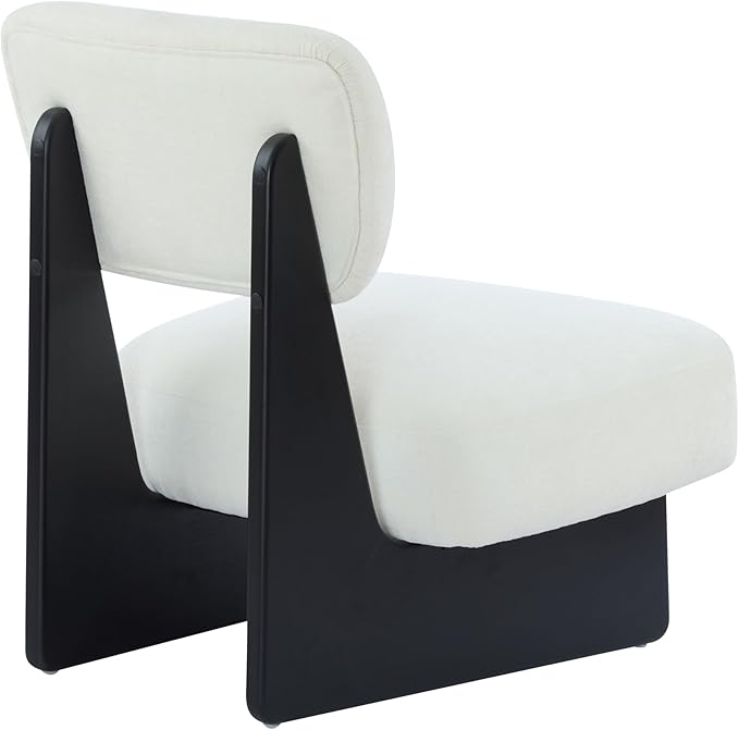 Set of Two Accent Chairs Chairs Living Room Set of 2 - Comfortable Accent Chair with Soft Upholstery Armless Chair with Wood Base for Small Spaces Living Room Bedroom (Black+White)
