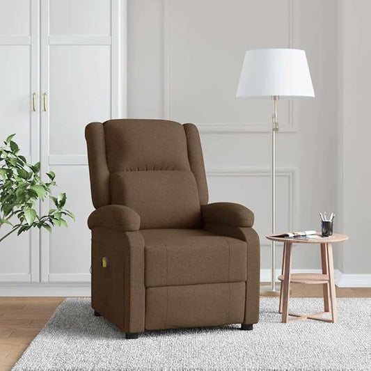 Massage Chair Brown Fabric Single Chair Electric Heat Power Lift Recliner for Room &amp Living - Best Heated Recliners Choice
