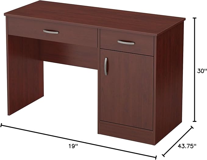 South Shore Small Computer Desk with Drawers Royal Cherry