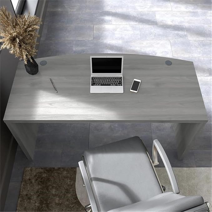 Bush Business Furniture Bow Front Desk with Wire Management | Echo Collection Office Computer Table for Home Office with Quick-to-Assemble Hardware | 60Wx28Lx30H