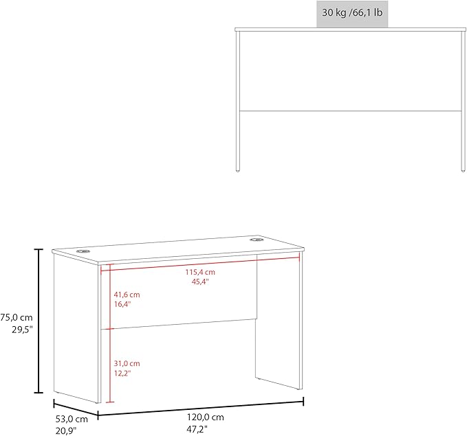 Minimalist Home Office Work Desk with Cable Management White