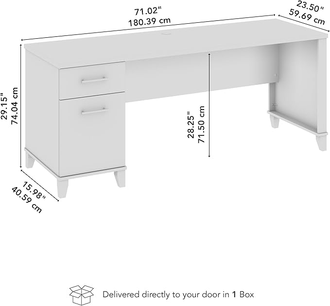 Bush Furniture 72-inch Home Office Desk with Drawers Large Computer Table for Personal Workspace Somerset Collection Hansen Cherry