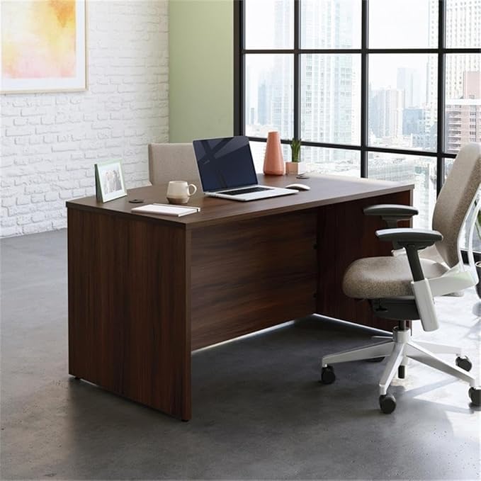 OfficeWorks by Sauder Affirm 60'' Bow Front Desk Shell L: 34.25'' x W: 59.06'' x H: 29.29'' Noble Elm