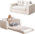 YOSHOOT Loveseat Sleeper Sofa55 Convertible Sofa Bed Couch Futon Couches for Living Room3-in-1 Pull Out Floor Couch with Backrest and Pillows White