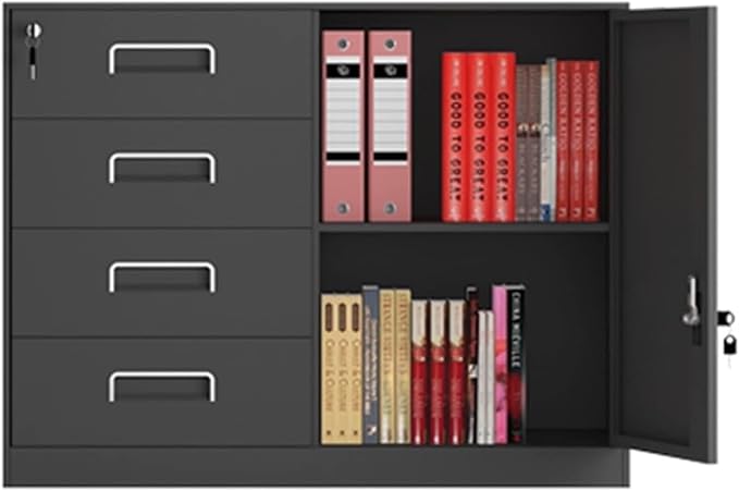 File Cabinet Low Cabinet File Cabinet Office Tin Financial Data Cabinet with Lock Small Cabinet Under Desk Storage(Color:D-5 Drawer) 1.0mm