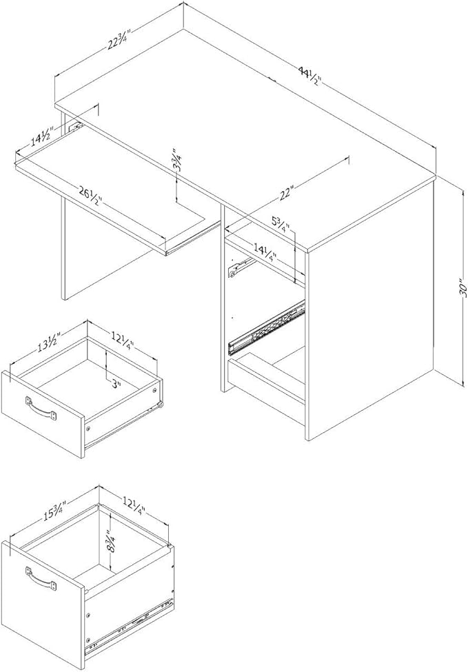 Home Office Desk - Small Computer Writing Table with Drawers