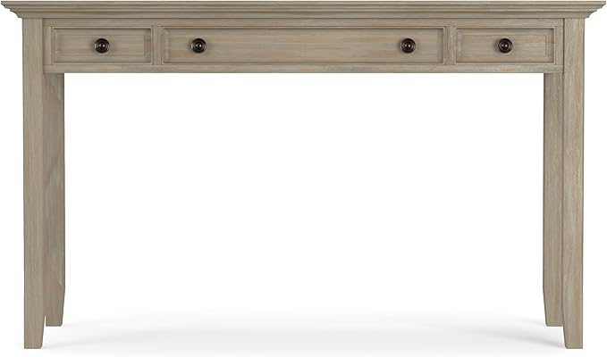 SIMPLIHOME Amherst Desk - 54-Inch Wide Solid Wood Writing Desk in Distressed Grey Transitional Home Office Computer Table for Workspace or Study with 2 Drawers and Flip-Down Keyboard Tray