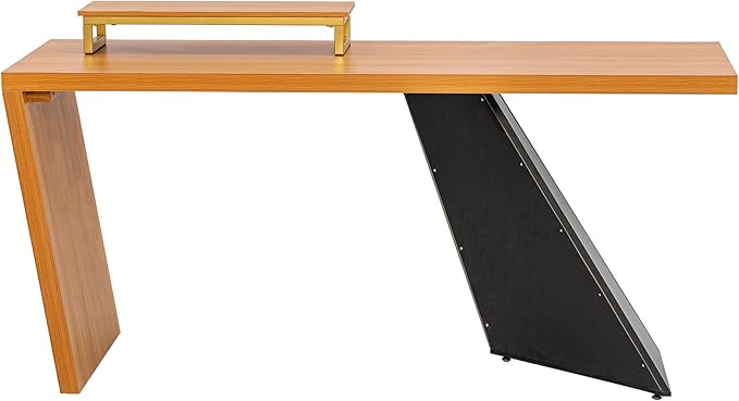 63 Modern Executive DeskRustic Industrial Wooden Writing DeskStudy Desk with Monitor StandRectangular Computer Desk for Home OfficeLiving RoomTeak