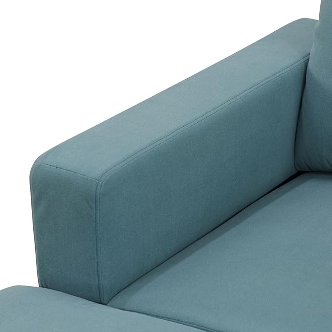 L Shape 2-Piece Home Modular Sectional Sofa Comfy Cozy Corner Sofas Small Fabric Couch with Pillow for Modern Living Room/Bedroom/Office/Apartment Lake-Green Calico