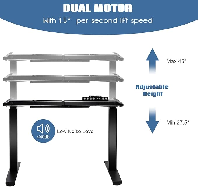Tangkula Dual Motor Electric Standing Desk Frame Height &amp Width Adjustable Motorized Sit Stand Desk Base Ergonomic Standing Up Workstation w/Memory Controller