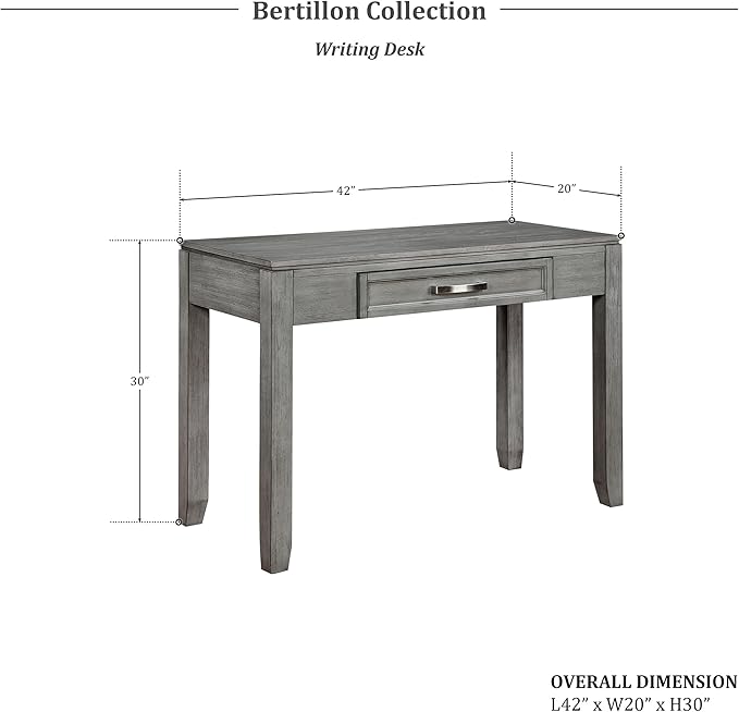 Lexicon Home Office Desk Writing Desk Computer Table Modern Design Desk with One Drawer 42'' Study Computer Desk Makeup Vanity Table Grey