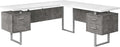 Monarch Specialties I 7618 Computer Desk Home Office Corner Left Right Set-up Storage Drawers 70 L L Shape Work Laptop Metal Laminate Grey White