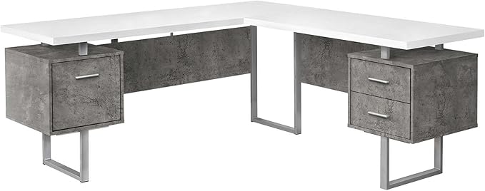 Monarch Specialties I 7618 Computer Desk Home Office Corner Left Right Set-up Storage Drawers 70 L L Shape Work Laptop Metal Laminate Grey White