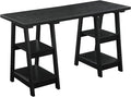 Convenience Concepts Designs2Go Double Trestle Desk with Shelves Black