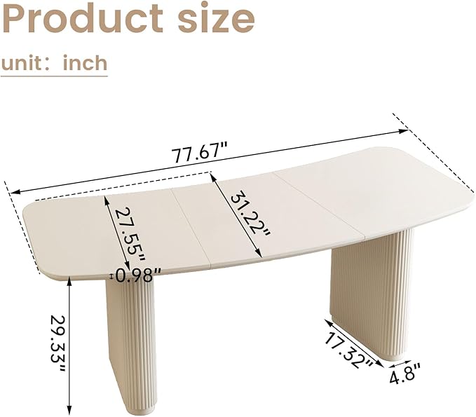 78 Rectangular Executive Desk Large Office Desk with Double Pedestal Modern Home Office Computer Desk Workstation for Home Office Cream White