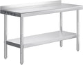 Jocisland 24 x 60 Stainless Steel Table for Prep &amp Work NSF Certified with Backsplash Adjustable Under Shelf &amp Safe Design for Restaurant Home and Outdoor