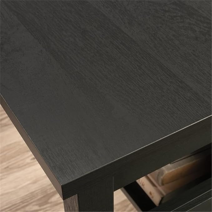 Pemberly Row L-Shaped Engineered Wood Computer Desk Raven Oak Finish 59 in Width File Drawer Cord Management Lower Shelf Finished Sides Home Office Desk for Organization and Storage
