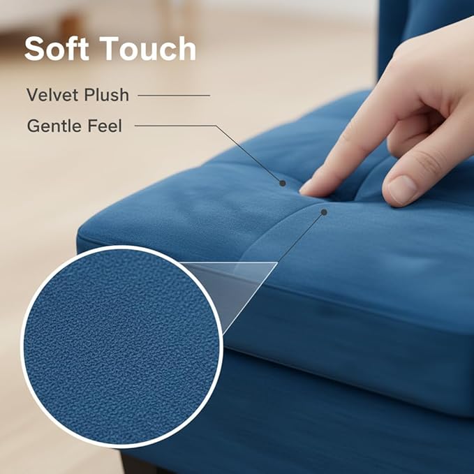 97 Inch Modern L-Shaped Couch Flannel Sectional Sofa with Right Facing Chaise 4-Seater Couch with Sturdy Frame for Living Room Apartment Blue