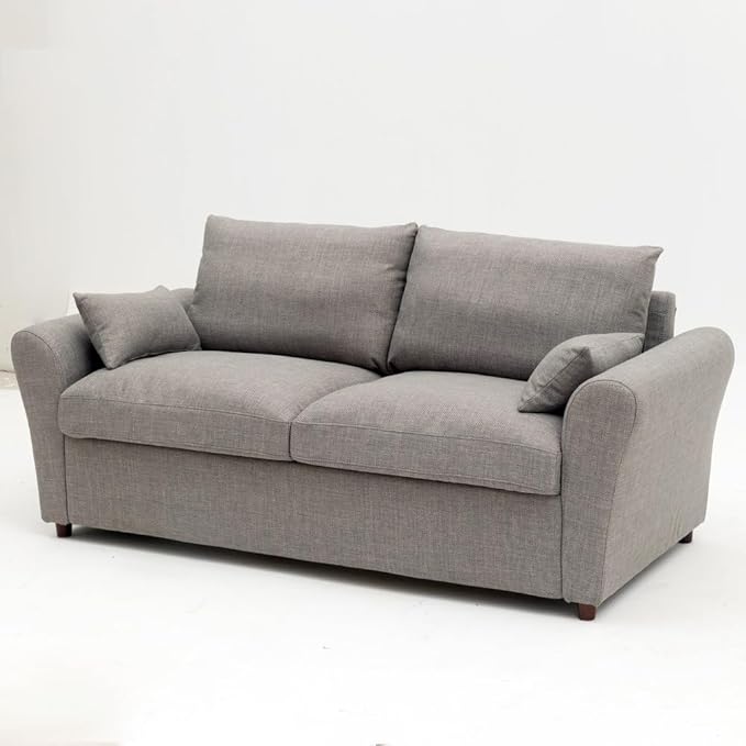 Panana Loveseat Sofa 2 Seater and 3 Seater Modern Couch Fabric Couch with Under Storage Seat CushionTrack Armrest Comfy Couches for Small Spaces Living Room (Light Gray Linen Fabric 2 Seater)