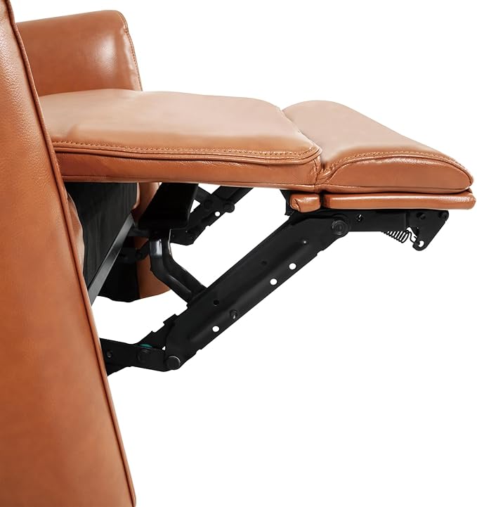 Naomi Home Willa Luxury Swivel Recliner Chair – Faux Leather Reclining Sofa for Living Room &amp Nursery with Lumbar Support Vibration Massage &amp Heating Function Caramel