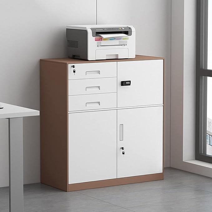 File Cabinet with Lock Filing Cabinet for Home and Office 3 Drawer File Cabinet for A4 Sized Letters/Documents