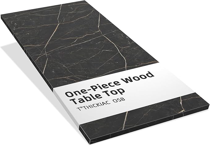 Universal 60 x 24 One-Piece Particle Board Table Top 1 Thick Desktop for Stand Up Height Adjustable Desk Frames Home Office Tabletop Countertop DIY Black Marble