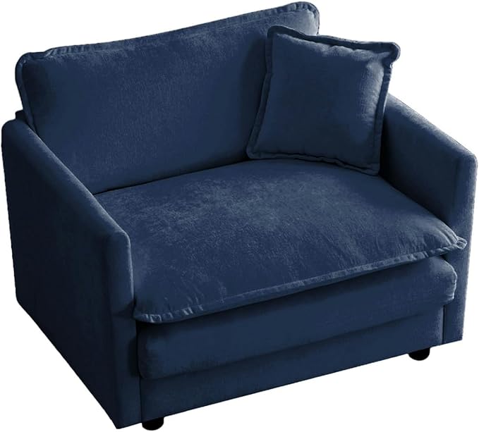 Chenille Oversized Accent Chair - 39”W Big Comfy Modular Cloud Chair Cozy Reading Chair for Living Room Kids Room Reading Nook Bedroom Family Navy Blue