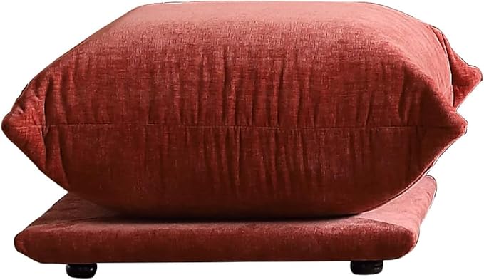 JACH Mid-Century Comfy Ottoman Chenille Sofa Footrest Couch with Thick Cushion 26 Foot Stool Furniture for Small Spaces Living Room Bedroom Office Apartment Red