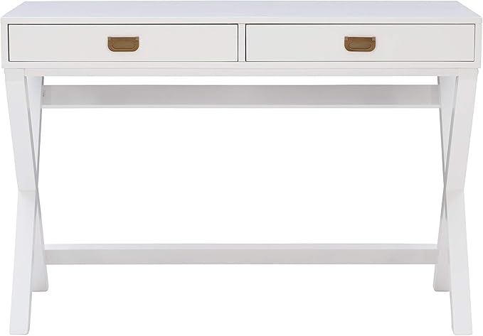 Linon Connor White Writing Desk with Two Drawers