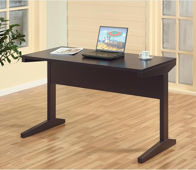 Home Office Desk with Modesty Panel and Detached File Cabinet on Locking Wheels with Two Drawers File Drawer Cubby Shelf Metal bar Handle Red Color