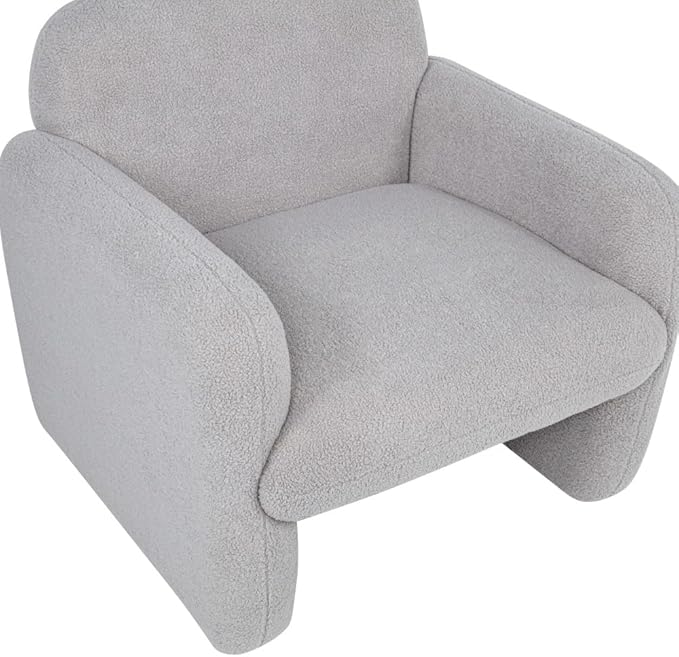 Stylish and Minimalist Teddy Fleece Single Sofa Chair with Arms and Pillow Armchair Accent Chair for Living Room Bedroom StudyGrey (Gray + Teddy)