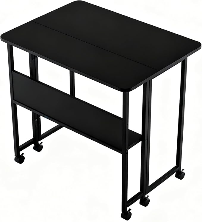 31.5 Inch Folding Computer Desk with Storage Shelf Small Foldable Computer Desks for Small Space Portable Writing Table for Home Office Bedroom Dorm Room Apartment Easy Assembly