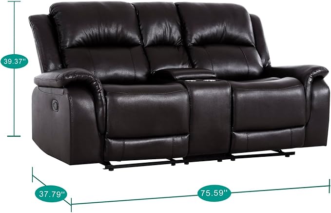 Naomi Home Katie Espresso Faux Leather Oversized Loveseat Chaise Plush Comfort for Movie Nights &amp Cozy Lounging Ergonomic Design Easy Assembly