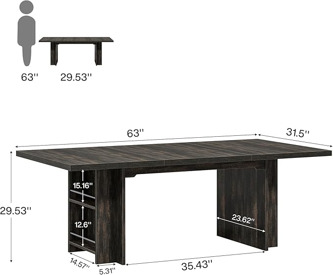 Tribesigns 62.99-Inch Computer Desk Modern Executive Office Desk Large Long Writing Table with Storage Shelves for Office Study Room (Black)