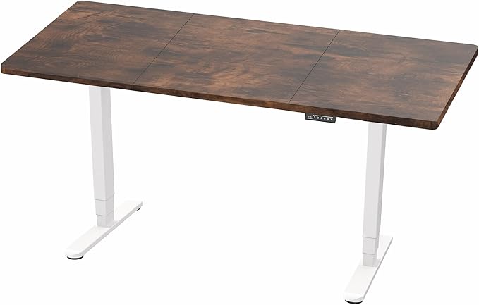 VIVO Electric 83 x 30 in Dual Motor Sit Stand Desk Memory Height Adjustment 2B Series Rustic Vintage Brown Top White Frame DESK-KIT-2W8N