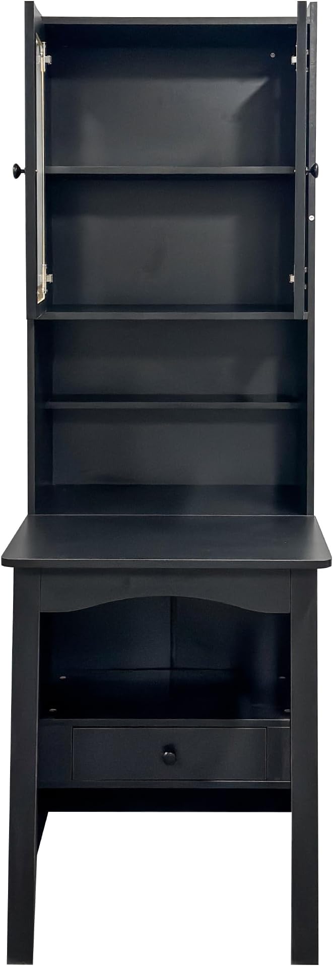 ZeHuoGe Fold-Out Convertible Writing Table Desk Cabinet with Shelf and Drawer Multi-Function Home Office Workstation (Black)