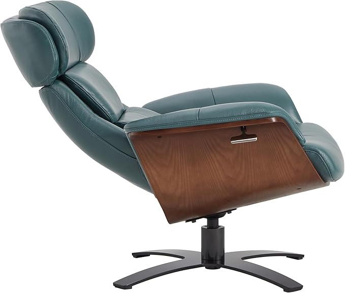 CHITA Genuine Leather Reclining Swivel Chair with Adjustable Headrest and Ottoman for Living Room Teal