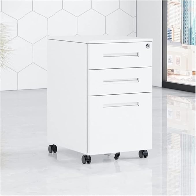 Office Storage File Cabinet Movable Cabinet Three Drawers Movable Sliding Storage Cabinet Low Cabinet with Lock (D)
