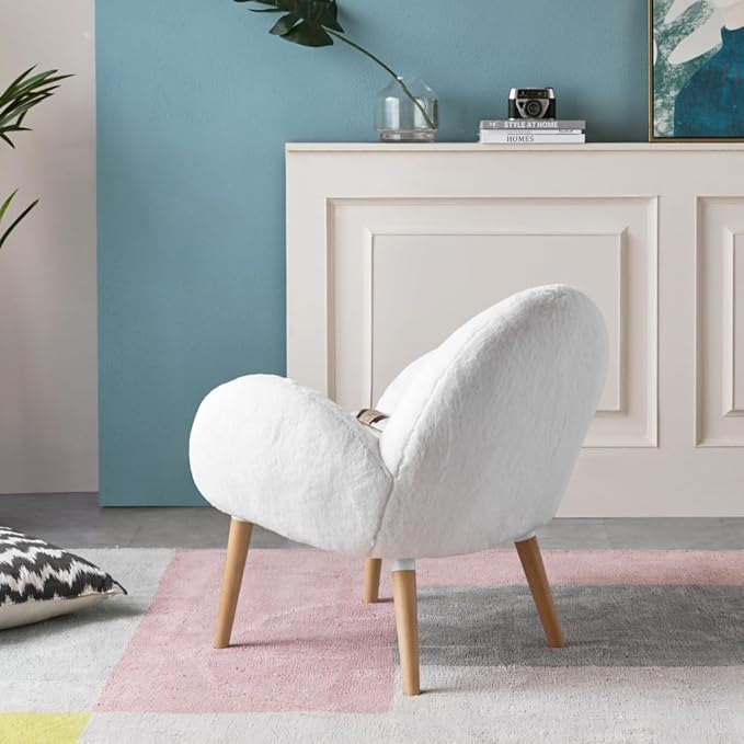 Pure Solid Wood Beech Frame Imitation Lamb Fabric Sofa Chair Suitable for Living Room and Hotel