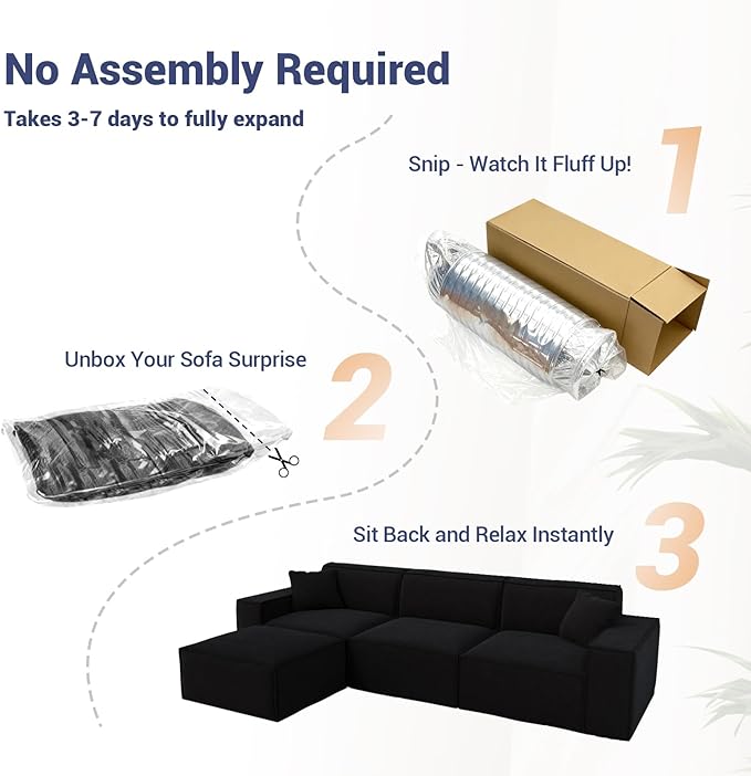 110Cloud Sectional Couch Chenille Boneless Couch L Shaped with Deep Seats &amp Wide Armrests Convertible Modular Sectional Sofa Memory Foam Compression Floor Sofa for Living Room No Assembly Requ