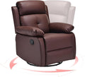 Swivel Rocker Recliner 360 Swivel Small Recliners with 30 Degree 90-150 Degree Angle Faux Leather Lift Chair for Home Theater Seating Adults Living Room Bedroom Brown