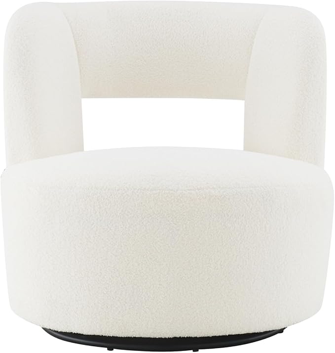 Swivel Barrel Chair with Plush Teddy Fabric: Comfy Round Accent Chair for Living Room Bedroom &amp More